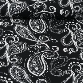 Viskose Twill Paisley Schwarz