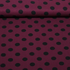 Viskose-Twill Punkte Bordeaux Schwarz
