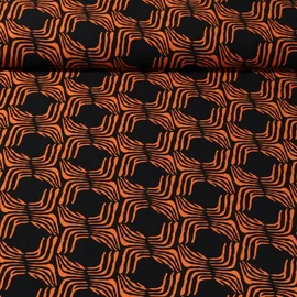 Viskose Twill Retro Schwarz Orange
