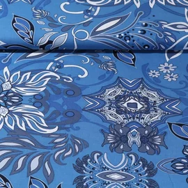 Viskose Voile Blumenmuster Blau