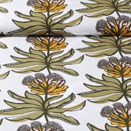 Viskose Webware "Blüten" Ecru