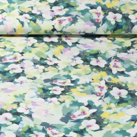 Viskose Webware Blumen Grün