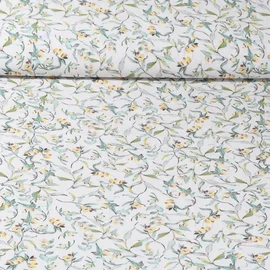 Viskose Webware Blumenzweige Ecru