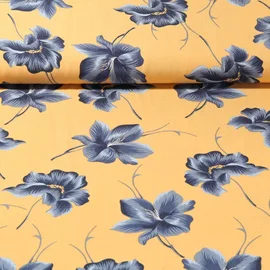 Viskose Webware Große Blüten Ocker