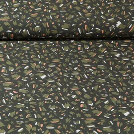 Viskose Webware Kombi Striche Khaki