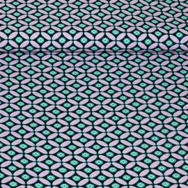 Viskose Webware Retro Schwarz Flieder