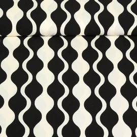 Viskose Webware Retrowellen Schwarz