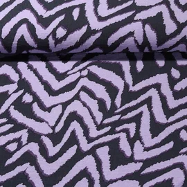 Viskose Webware Zick-Zack Schwarz Flieder