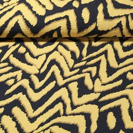 Viskose Webware Zick-Zack Schwarz Gelb