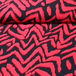 Viskose Webware Zick-Zack Schwarz Rot