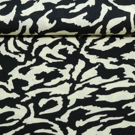 Viskosejersey Abstrakt Schwarz Beige