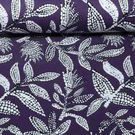 Viskosejersey Blätter Aubergine