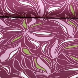 Viskosejersey Blüten Dunkles Mauve