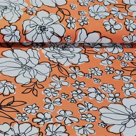 Viskosejersey Blüten Orange