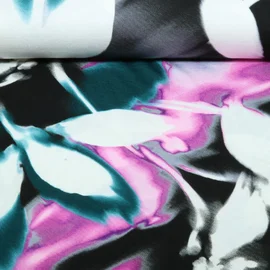 Viskosejersey Blumen Fuchsia