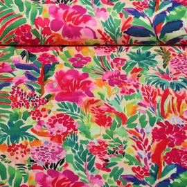 Viskosejersey Digitaldruck Aquarallblumen Multicolor