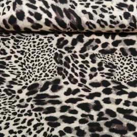 Viskosejersey  Digitaldruck Leo Beige Schwarz