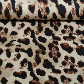 Viskosejersey  Digitaldruck Leomuster Groß Beige