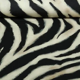 Viskosejersey Digitaldruck Zebra Sand Schwarz