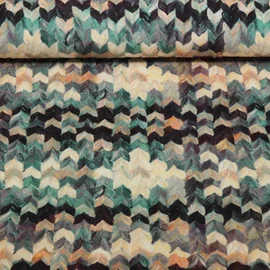 Viskosejersey Geometric Grün