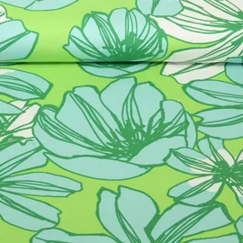 Viskosejersey - Große Blüten Apfelgrün