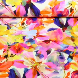 Viskosejersey Große Blüten Multicolor
