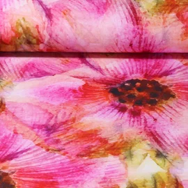 Viskosejersey Große Blüten Pink Multicolor