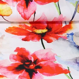 Viskosejersey Große Blumen Multicolor