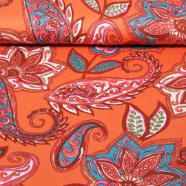 Viskosejersey  Paisley Orange