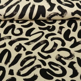 Viskosejersey Pinselmalerei Beige
