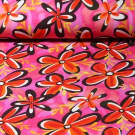 Viskosejersey Retro Blumen Pink