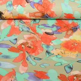 Viskosejersey Rosen Aquarell Beige