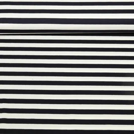 Viskosejersey Streifen 10 mm Weiß Navy