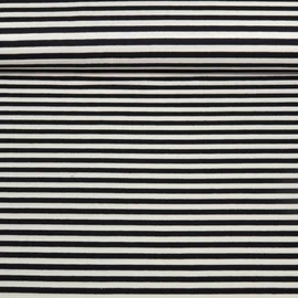 Viskosejersey Streifen 5 mm Weiß Navy