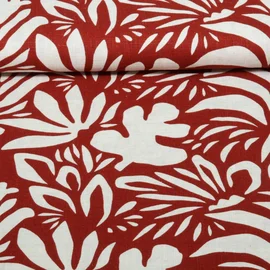 Viskoseleinen Abstrakte Blumen Beige Rot