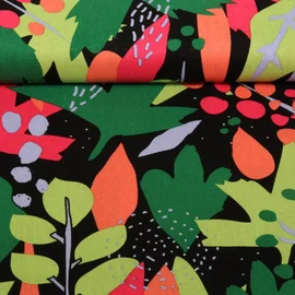 Viskoseleinen Blüten Blätter Schwarz Grün