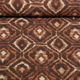 Viskosestrickjersey Ethno Ornamente Braun