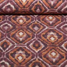 Viskosestrickjersey Ethno Ornamente Weinrot