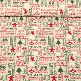 Weihnachtscretonne Happy Holidays Ecru