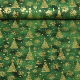 Weihnachtscretonne Weihnachtsbäume Grün