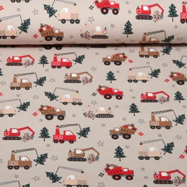 Weihnachtsjersey Baufahrzeuge Beige