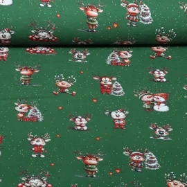Weihnachtsjersey Fröhliche Rentiere Grün