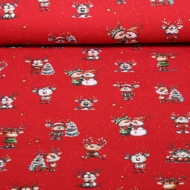 Weihnachtsjersey Fröhliche Rentiere Rot
