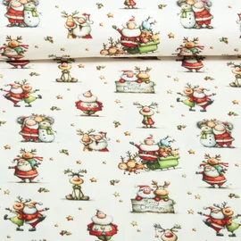 Weihnachtsjersey Weihnachtsmann Rentier Ecru