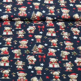 Weihnachtspopeline Bärchen Navy