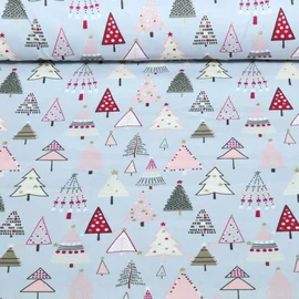Weihnachtspopeline Bäume Graublau