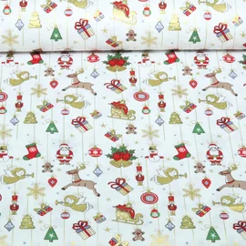 Weihnachtspopeline Baumschmuck Ecru Gold