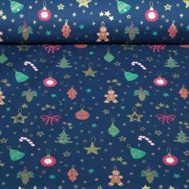 Weihnachtspopeline Baumschmuck Sterne Navy
