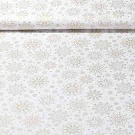 Weihnachtspopeline Eisblumen Ecru Gold