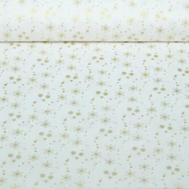 Weihnachtspopeline Eiskristalle Ecru Gold